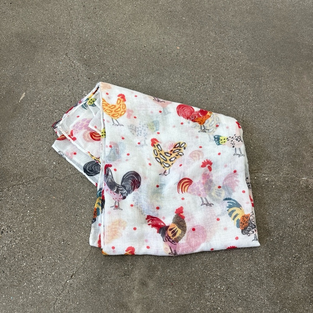 Colorful Rooster Print Scarf - Picture 4 of 12